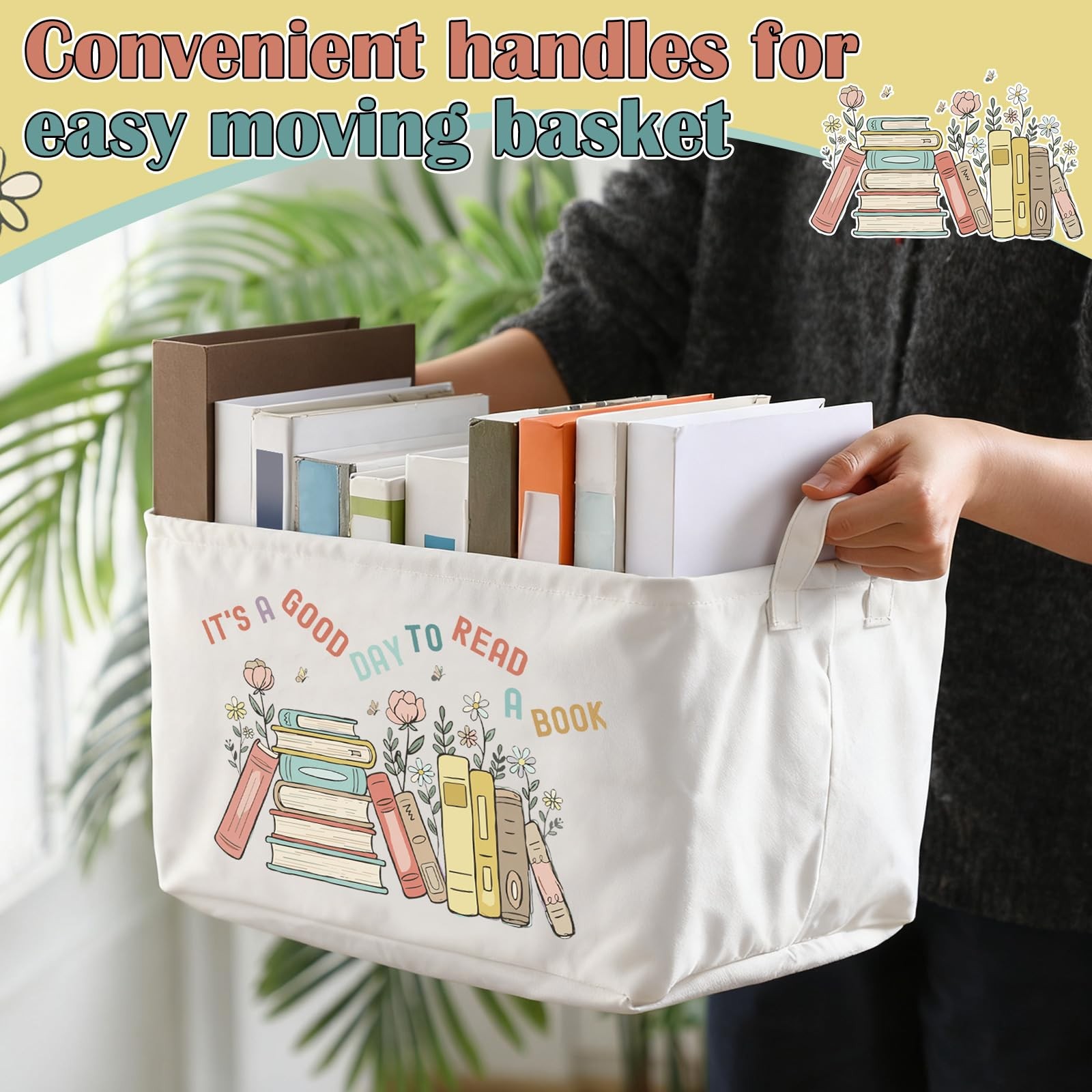 Good Day To Read Book Storage Basket To Be Read Bin Bookish Bookworm Gift