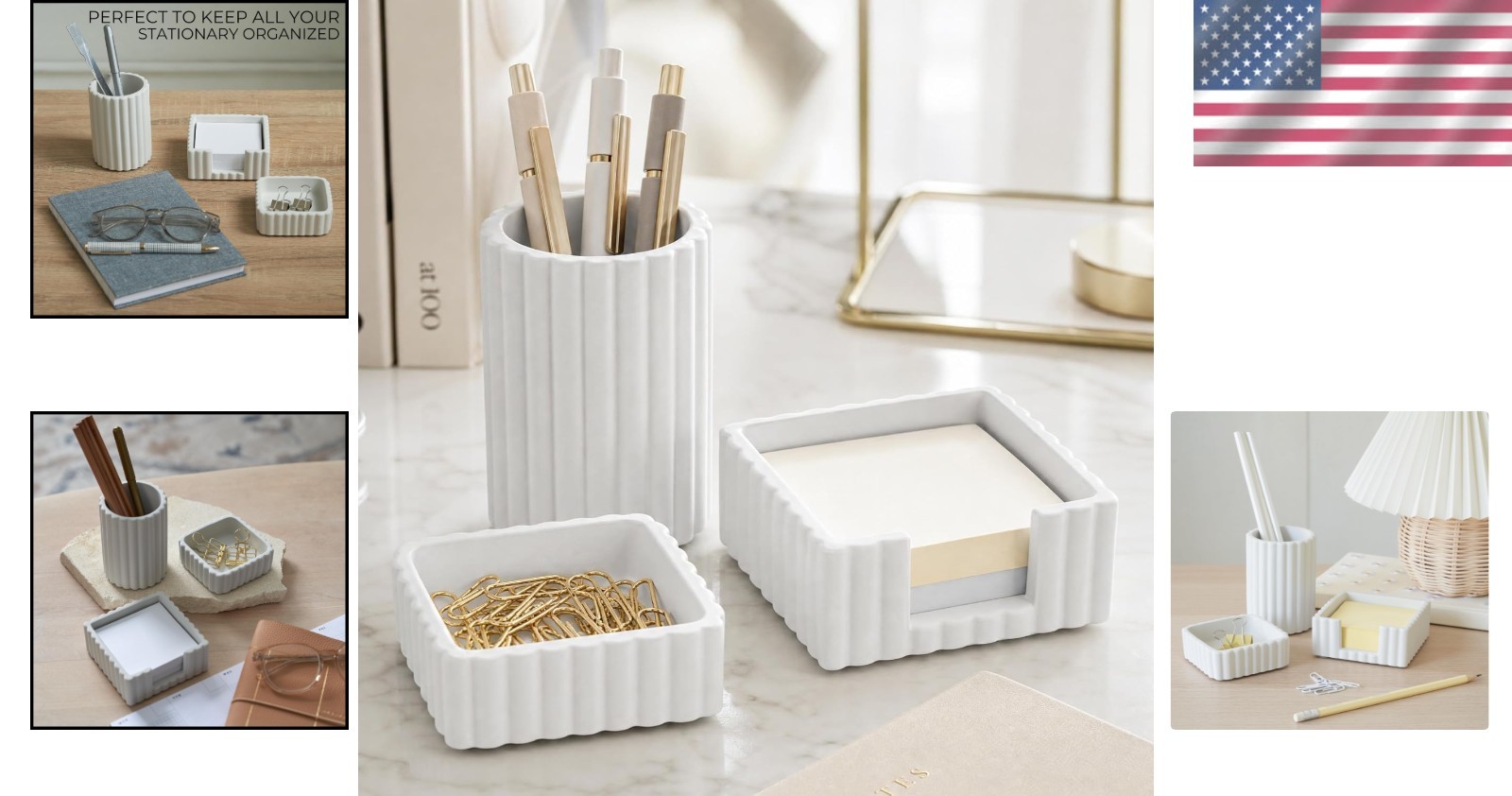 3-Piece Concrete Desk Accessories – Enhance Style & Organization Effortlessly