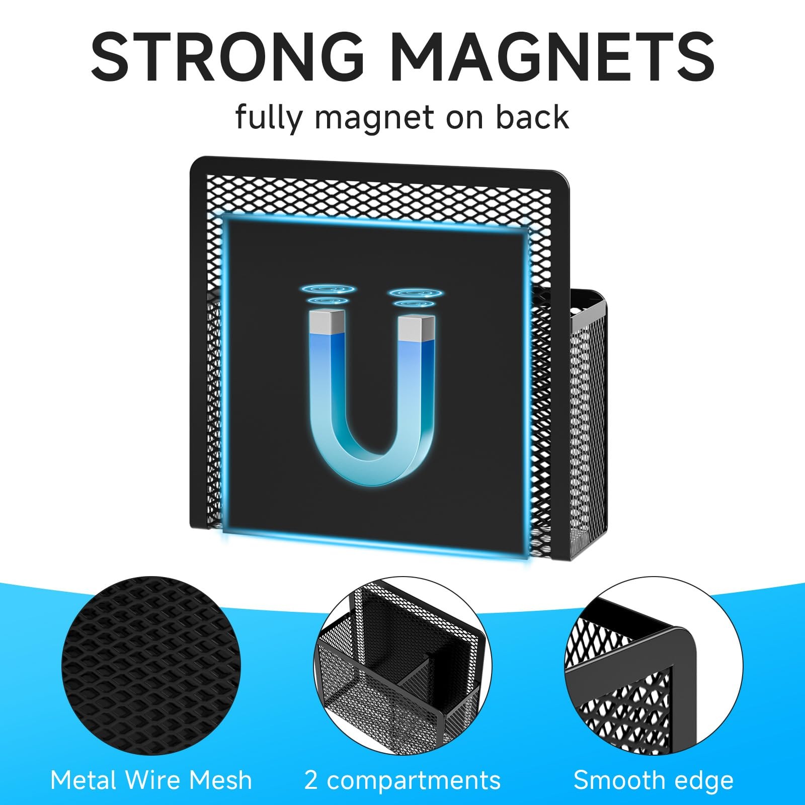 Marbrasse Magnetic Dry Erase Marker Holder, Mesh Pen Holder for Black