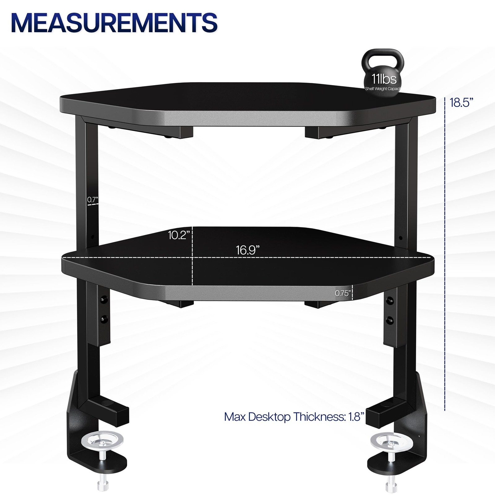 VIVO Corner Clamp-on 17 inch 16.9 inches x 10.2 x 18.5 inches, Black