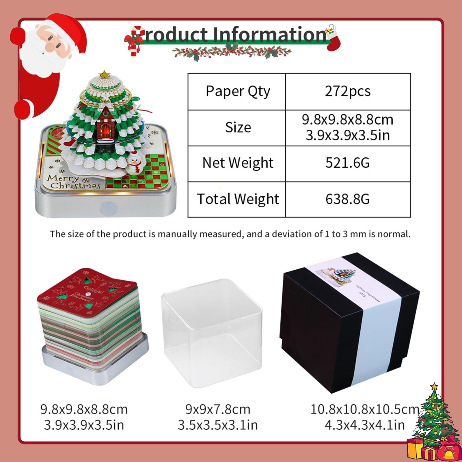 HOTOYMDS 3D Calendar 2026,Time Piece 2026,3D Christmas tree(Silver)