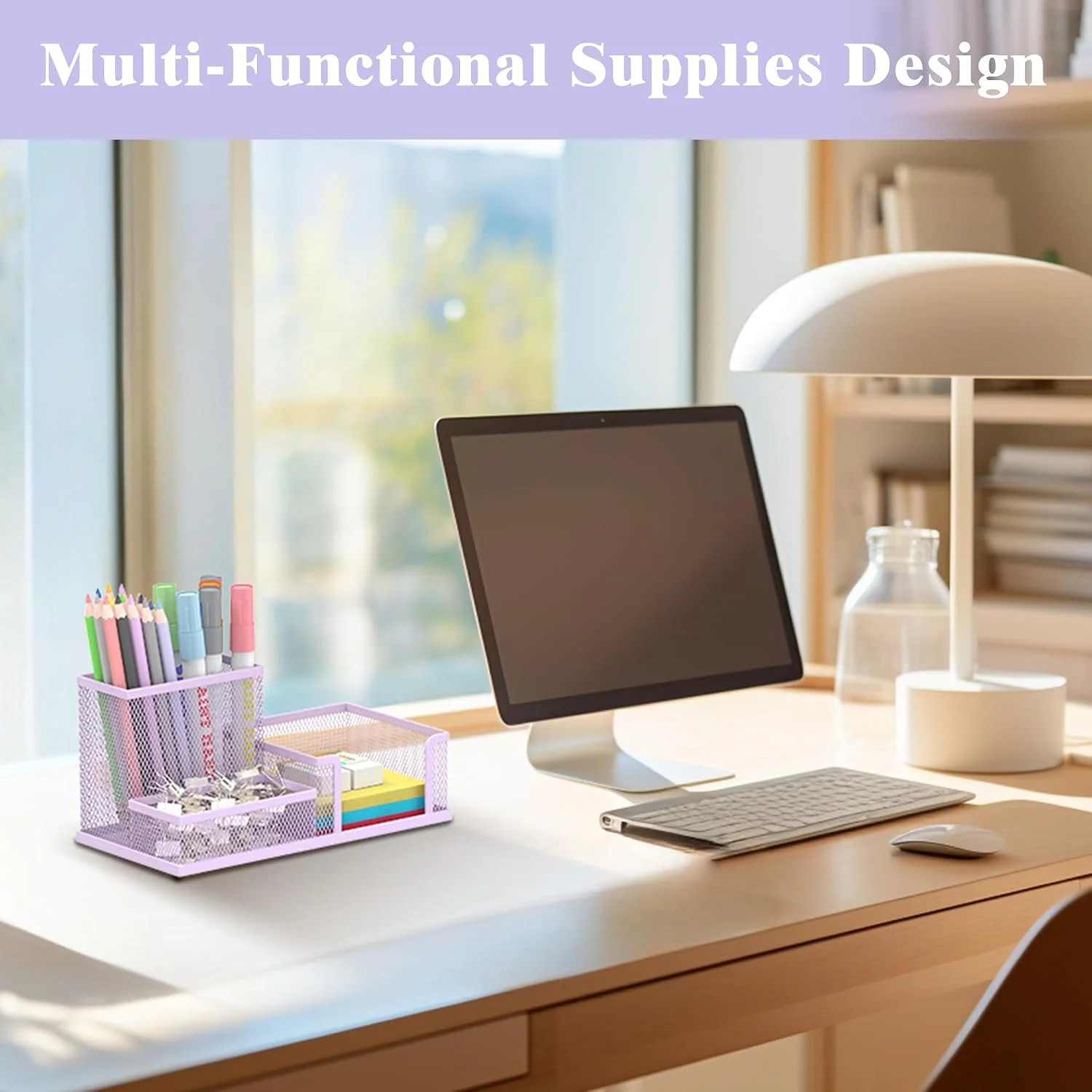 Pen Holder Desk Organizer, 3-Compartment Office Supplies Pen Holder, Organizer