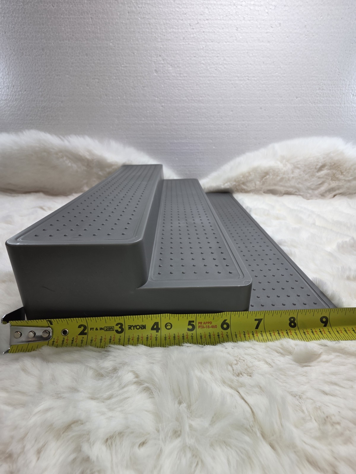 edge. 3 Tier Non-Skid Shelf Organizer Desktop Organizer, Gray Plastic