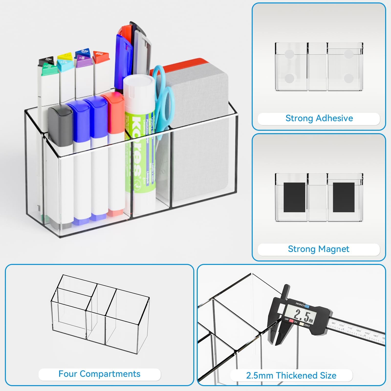 Yieach 2 Pack Magnetic Marker Holder for Whiteboard with Magnet and Adhesive …