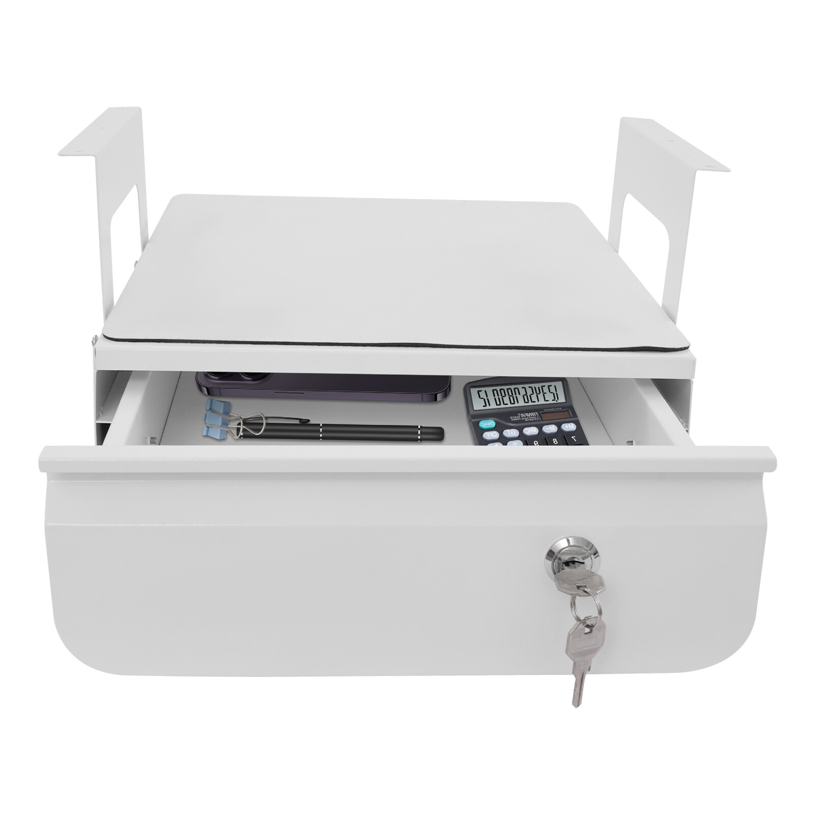 Under Desk Pull-Out Drawer, Lockable Sliding Storage Drawer, Under Desk Drawer