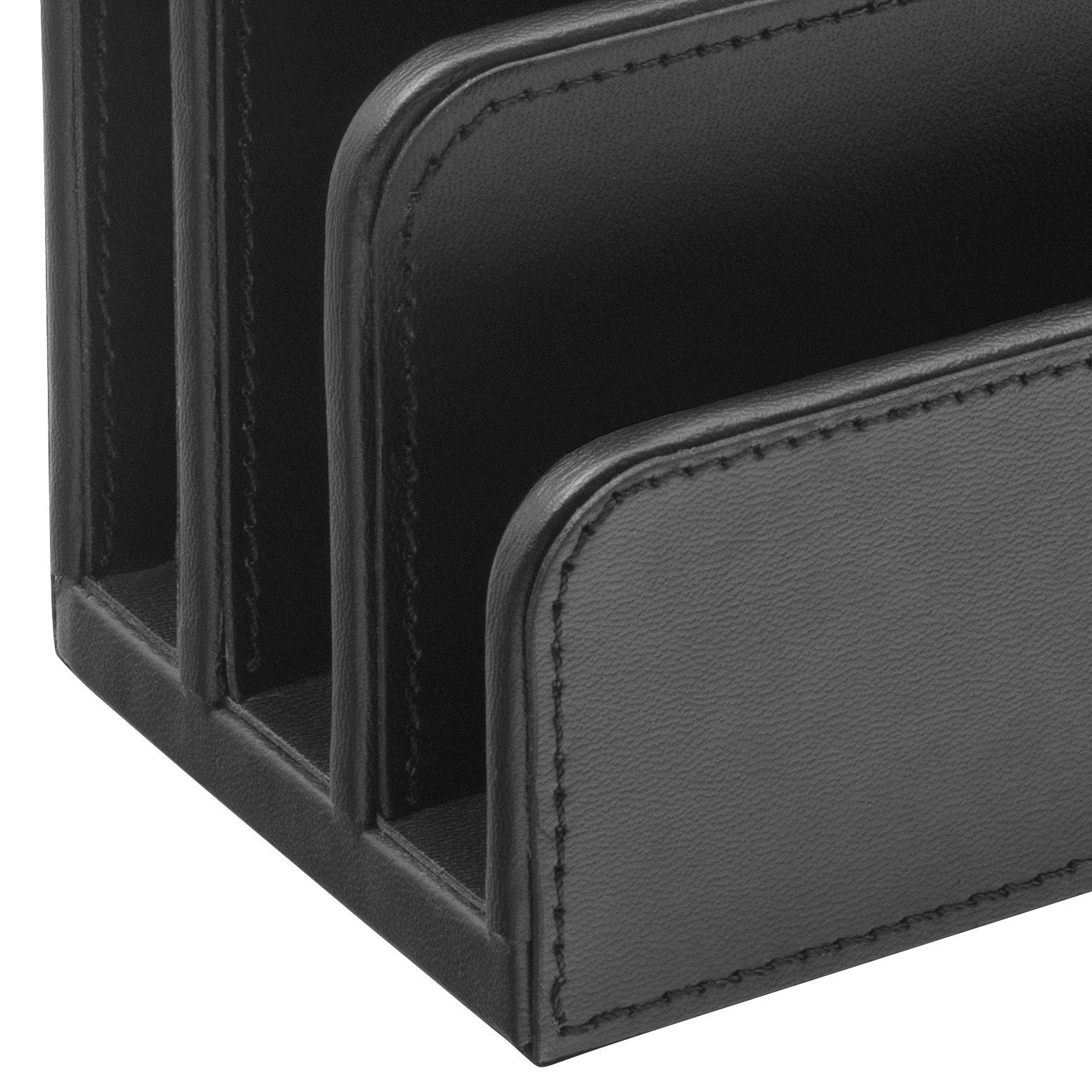Black Faux Leather Letter Holder | Sorter | Post Rack | Envelope Organiser | …