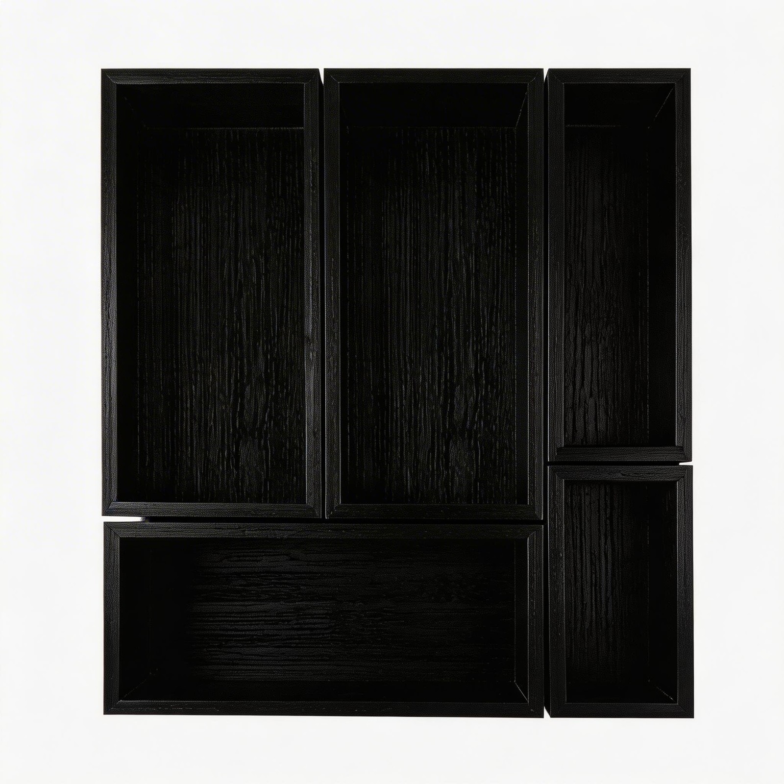 Teicui bamboo drawer organizer Set,expandable 1 X 5PCS Black