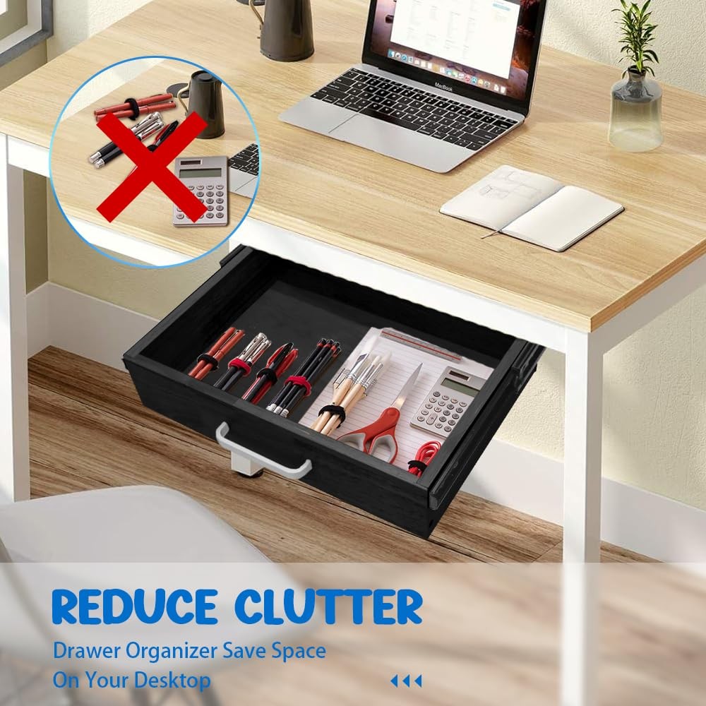 Upgrade Wood Under Desk Mounted Sliding Pull-out Drawer, Ball-Bearing Black