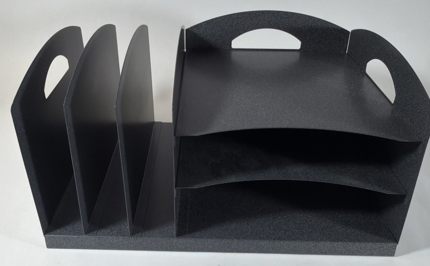 MMF Industries Metal Desk Top Organizer Letter File Sorter Mid-Century Grey