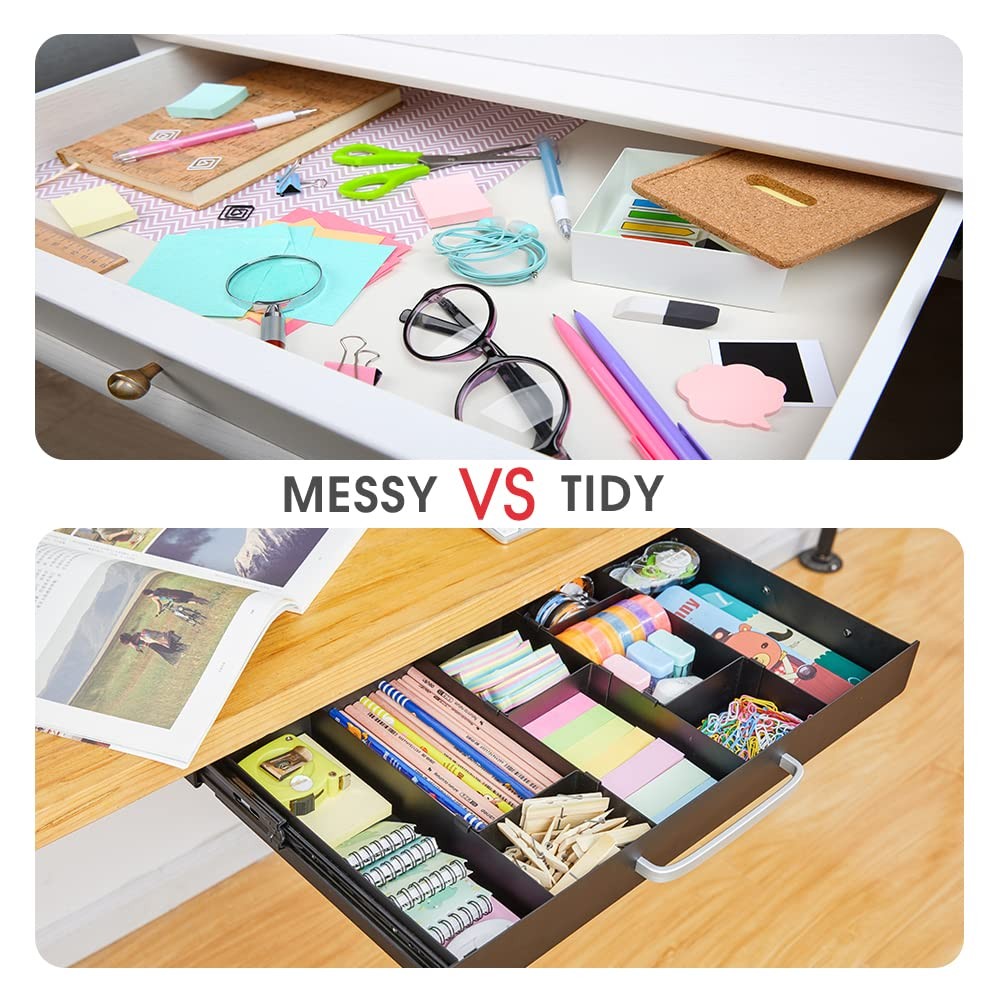Large Size Under Desk Slide out Pencil Drawer with Adjustable Space Divider D…