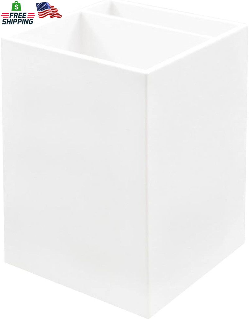 JAM PAPER Plastic Pen Holder – White – Desktop Pencil Cup – Sold Individually