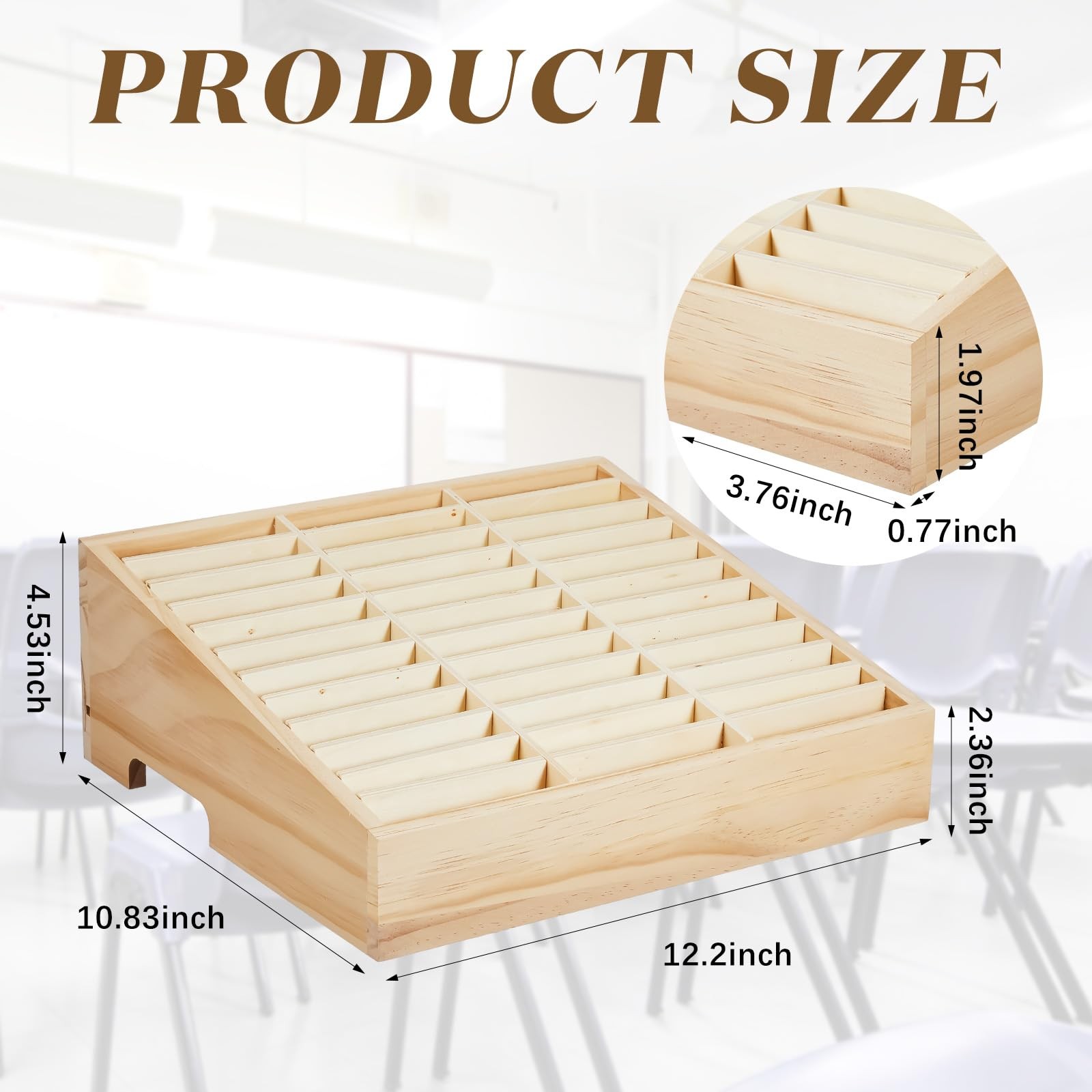 CroBlissful 2 Pcs 36 Grid Wooden Cell Phone Holder Classroom Wood