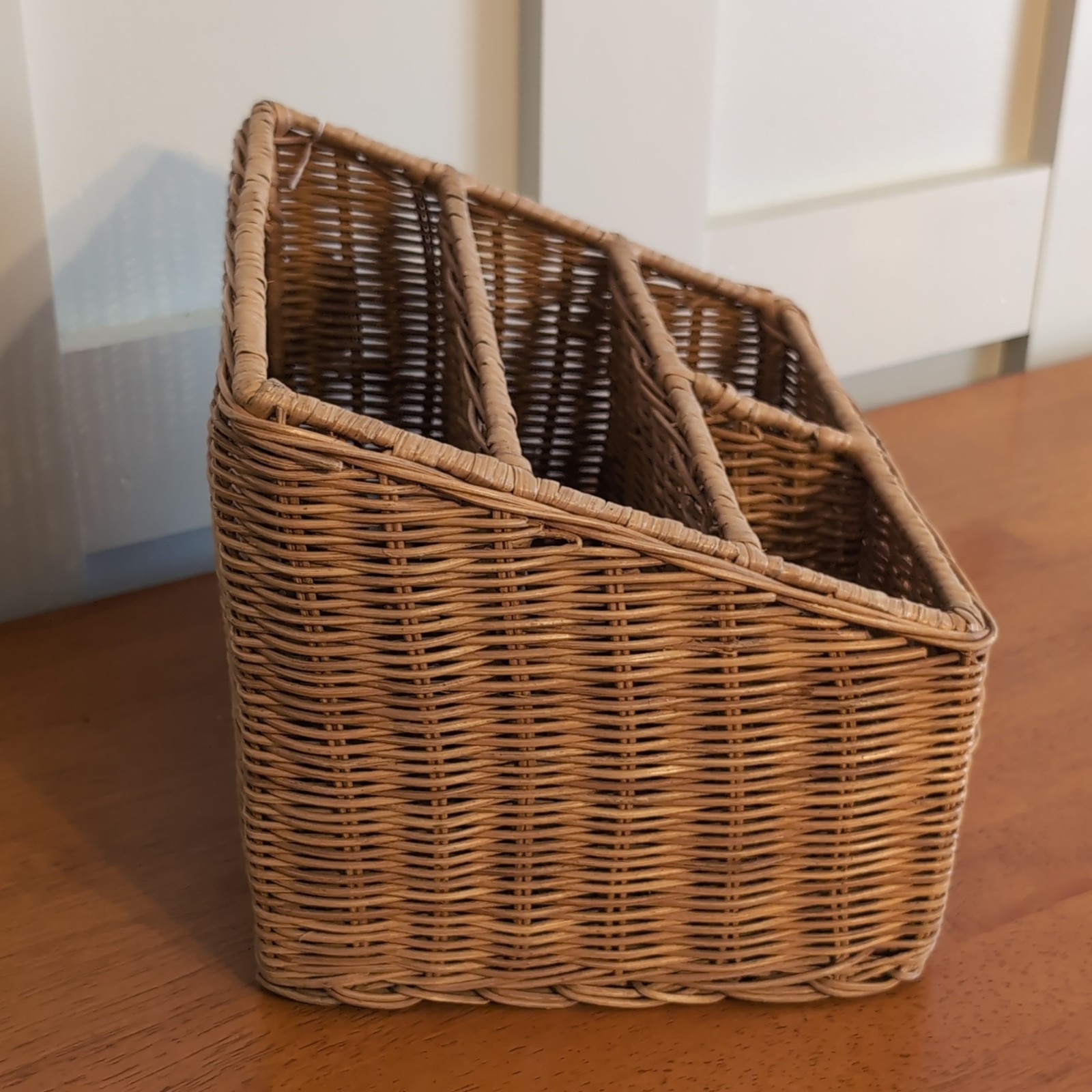 Vintage Wicker Rattan Desk Mail Organizer Work or Office Cottagecore