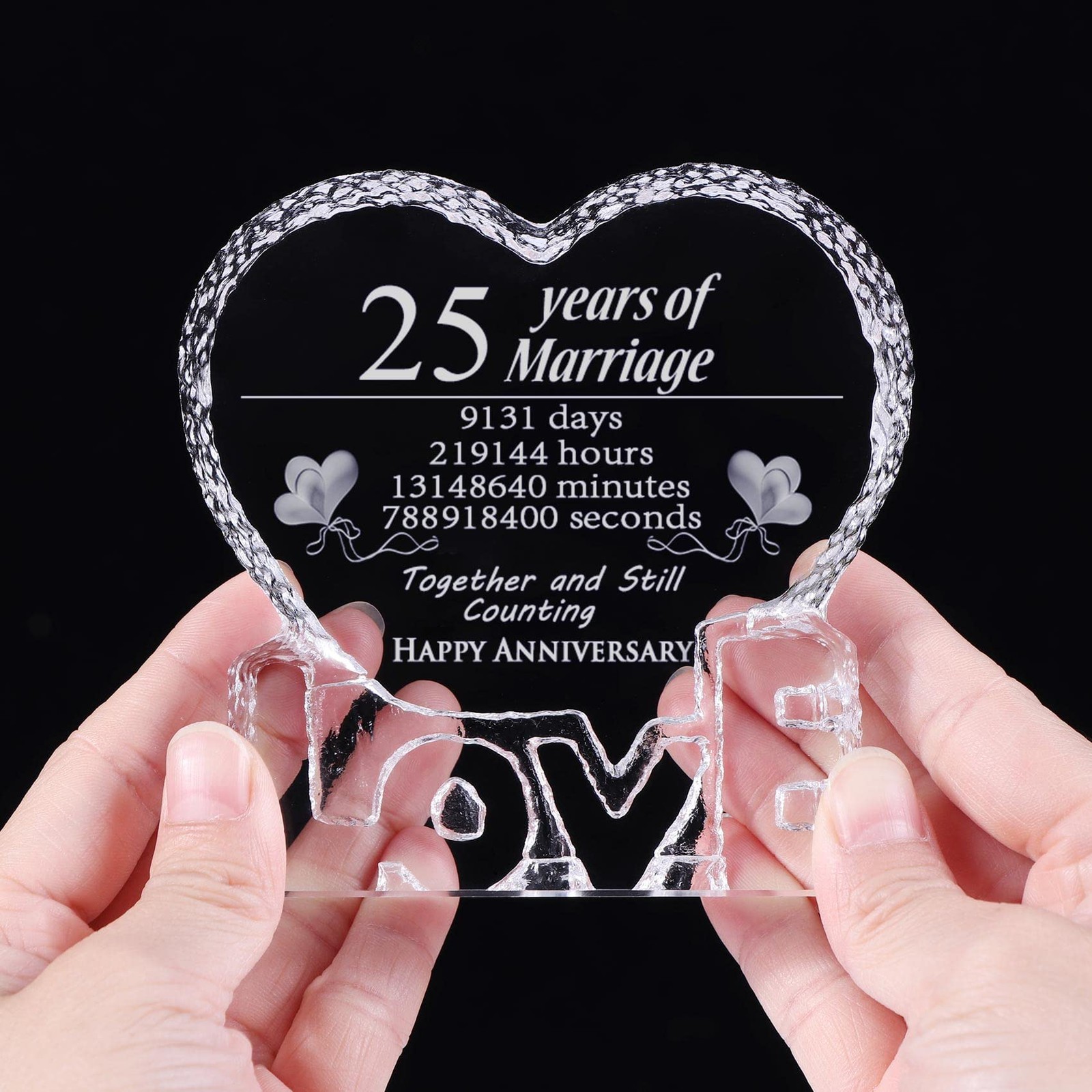 Ywhl 25 Year Marriage 25Th Wedding Anniversary Crystal Paperweight Keepsake