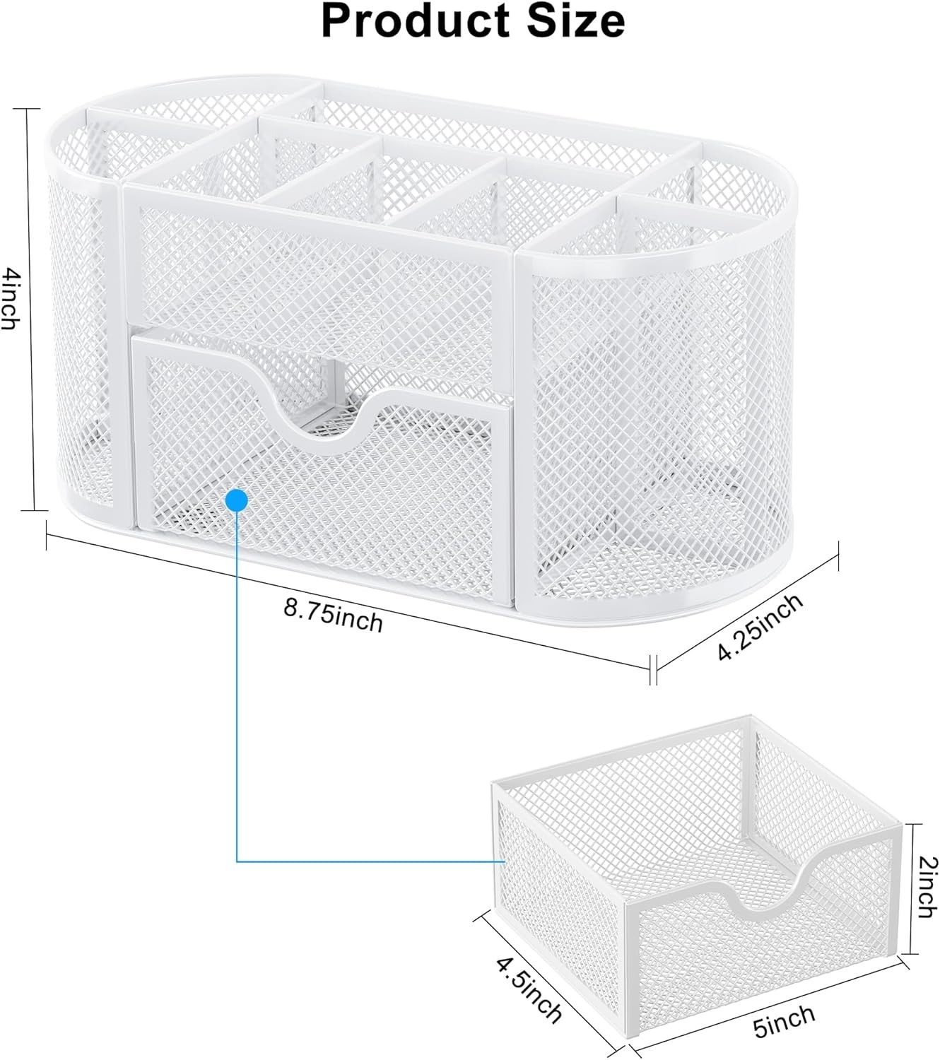 Scratch-Resistant Mesh Desk Supply Holder with Drawer – Organize Your Workspace