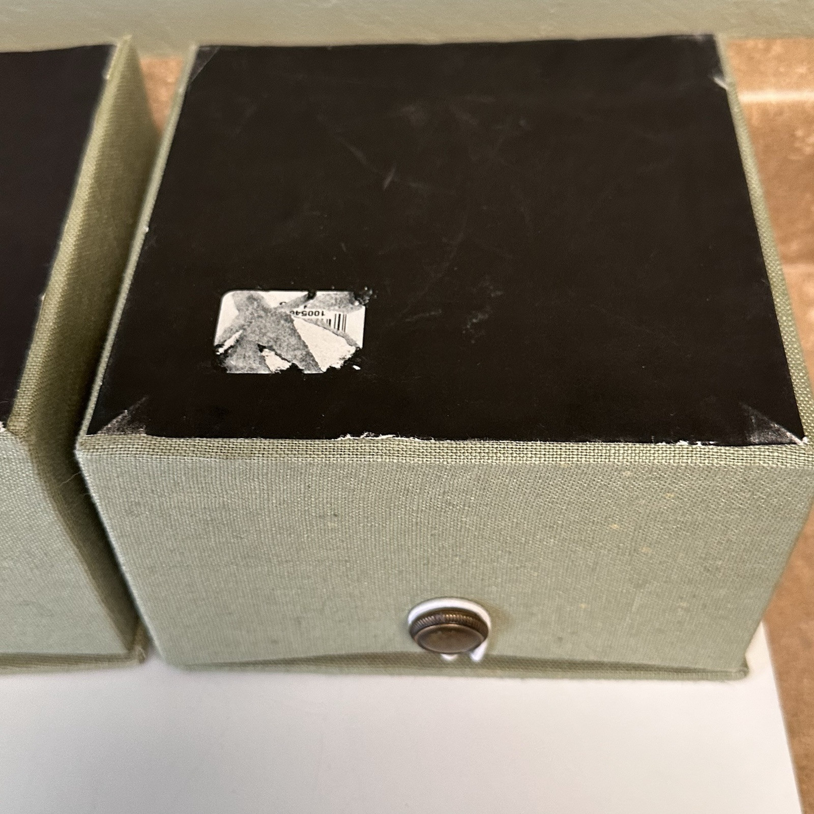 Cloth Bound Green Fabric Wrapped Lot of 3 Flip Boxes Storage Boxes Decor Boxes