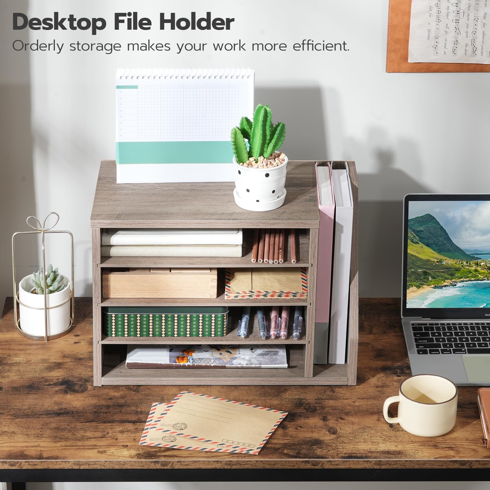 Mail Sorter, Literature Organizer with Adjustable Shelves, Paper Organizer fo…