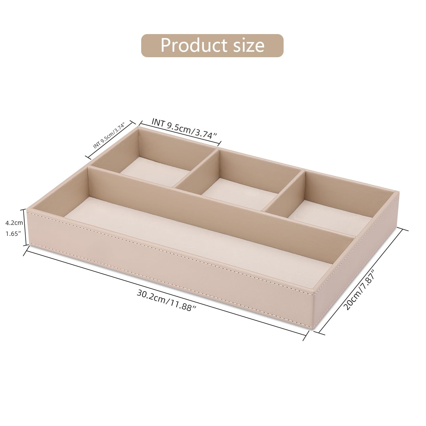 4-Slot Leather Drawer Tray Desk Stationery Sundries Organizer Storage Box Pen…