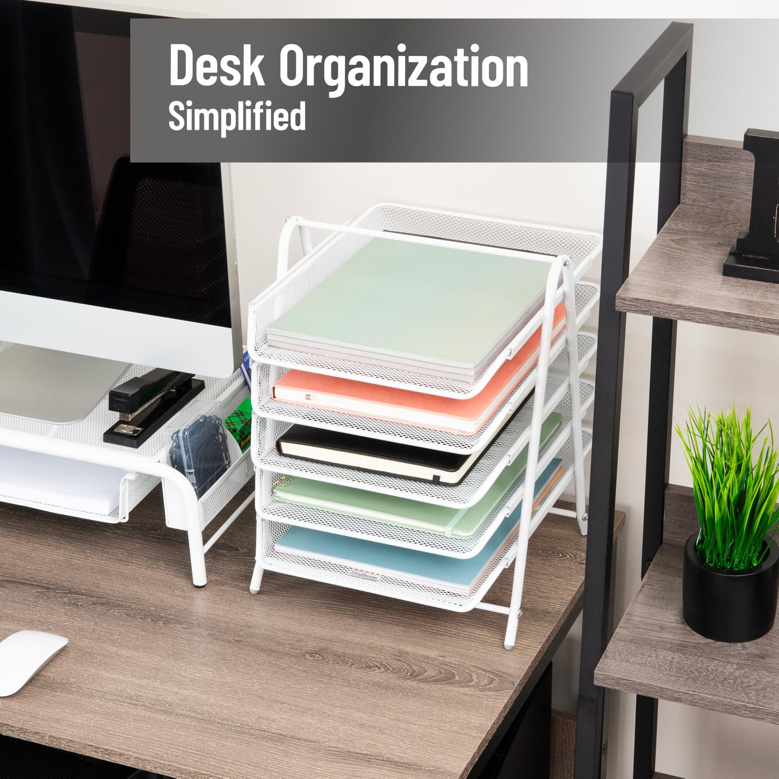 Mind Reader 5-Tier Paper Tray Organizer, Vertical Desktop File Storage Rack, …