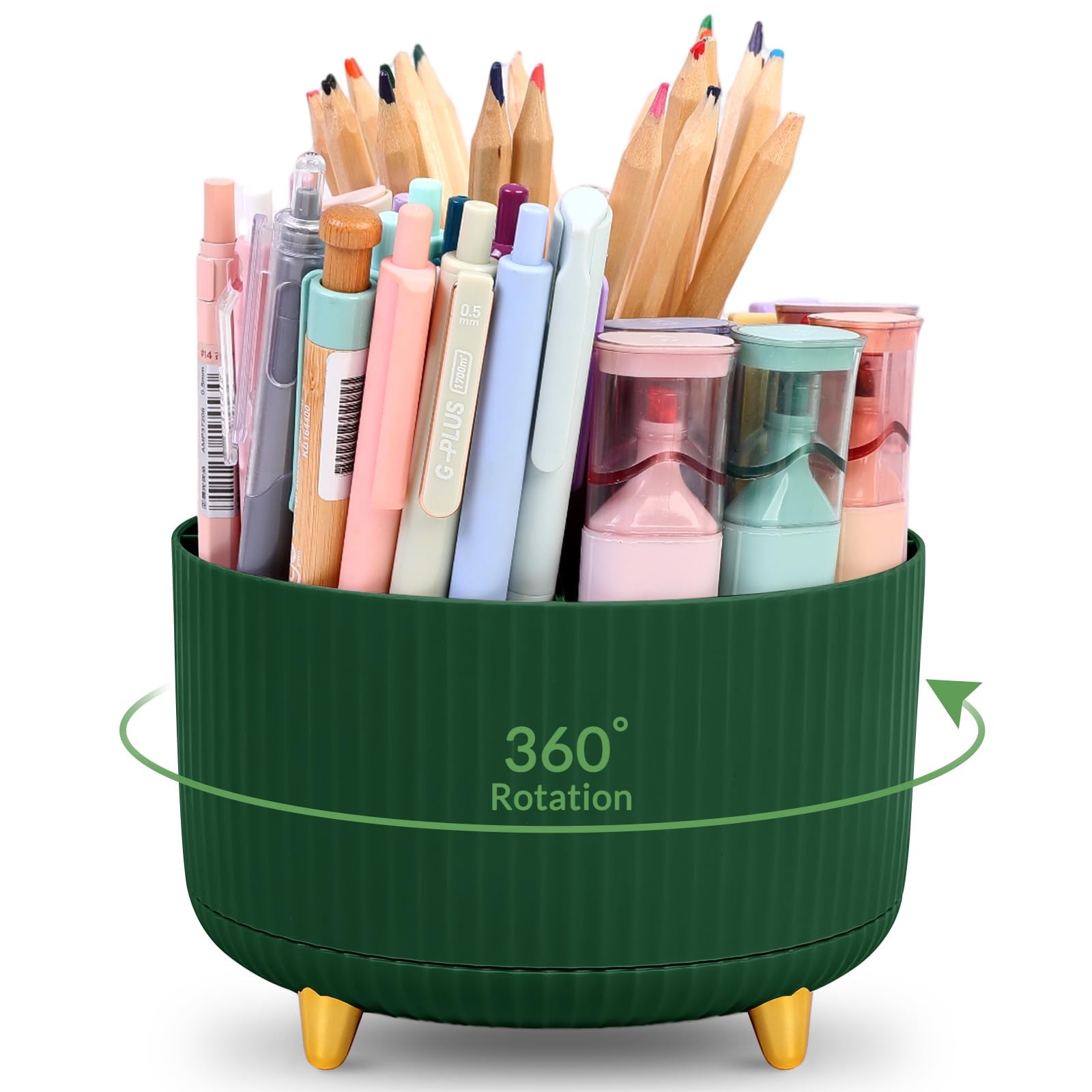 Pencil Pen Holder for Desk, 5 Slots 360-Degree Rotating Desktop Organizer, Cu…
