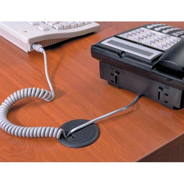 Master Caster 00203 Grommet, Desk, 3 1/8 In Dia, 1 1/8 In H, Blk
