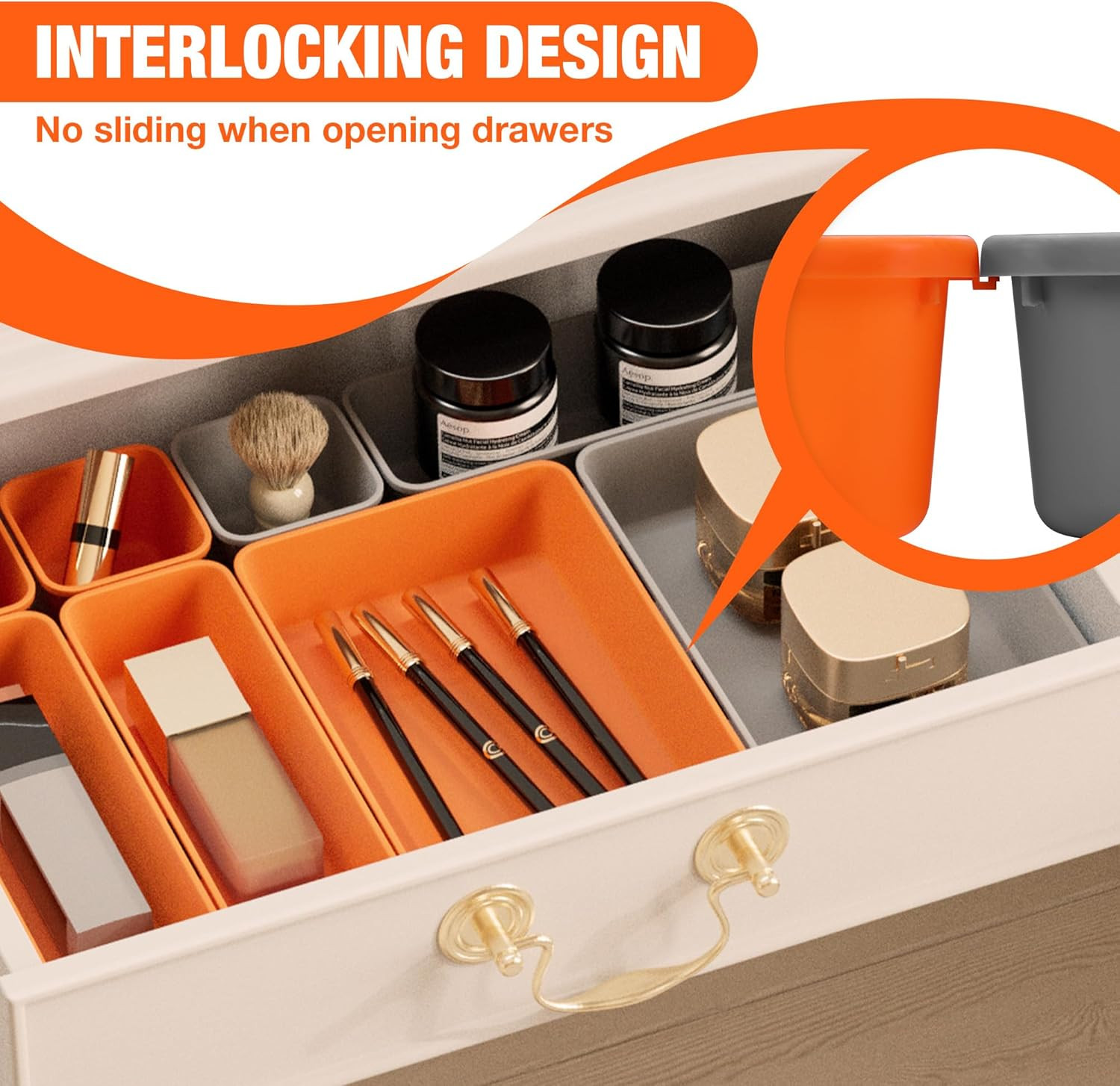 21 PCS Desk Drawer Organizer Set, PP Material Interlocking Drawer Organizer Bins