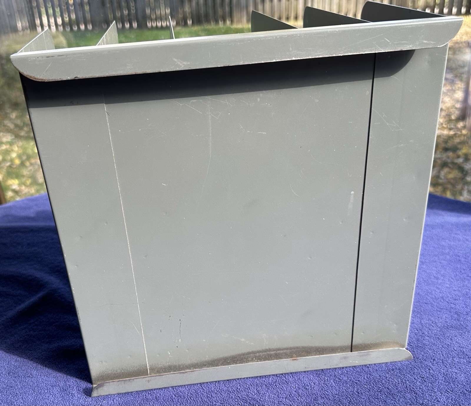 Vintage Steel Vertical Desktop File Organizer, Gray/5-Slot, Indented Partitions