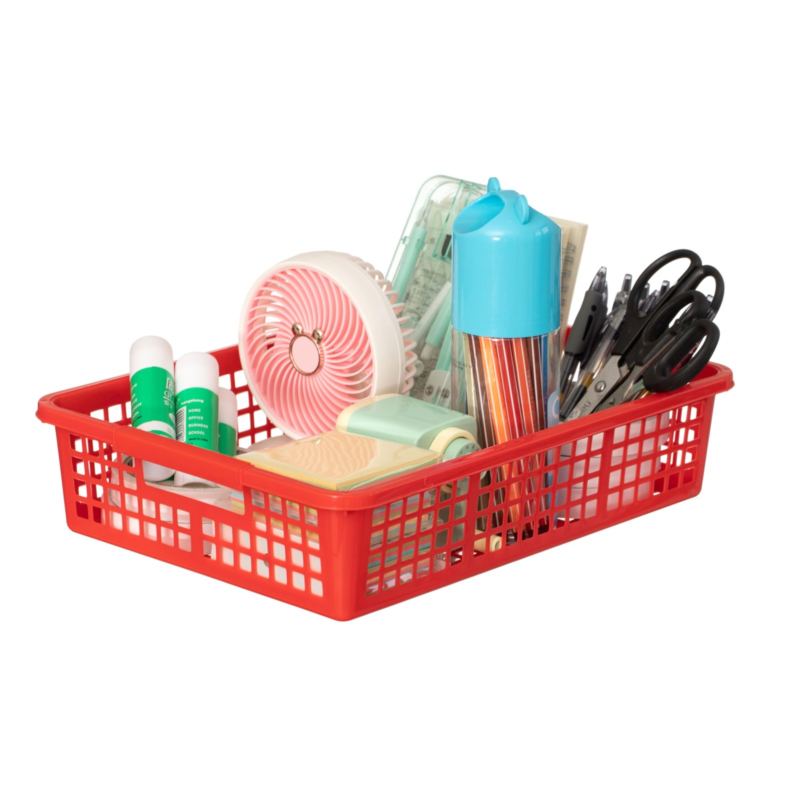 6-pc Assorted Colors Plastic Storage Basket Stackable Organizers for Paper Bo…