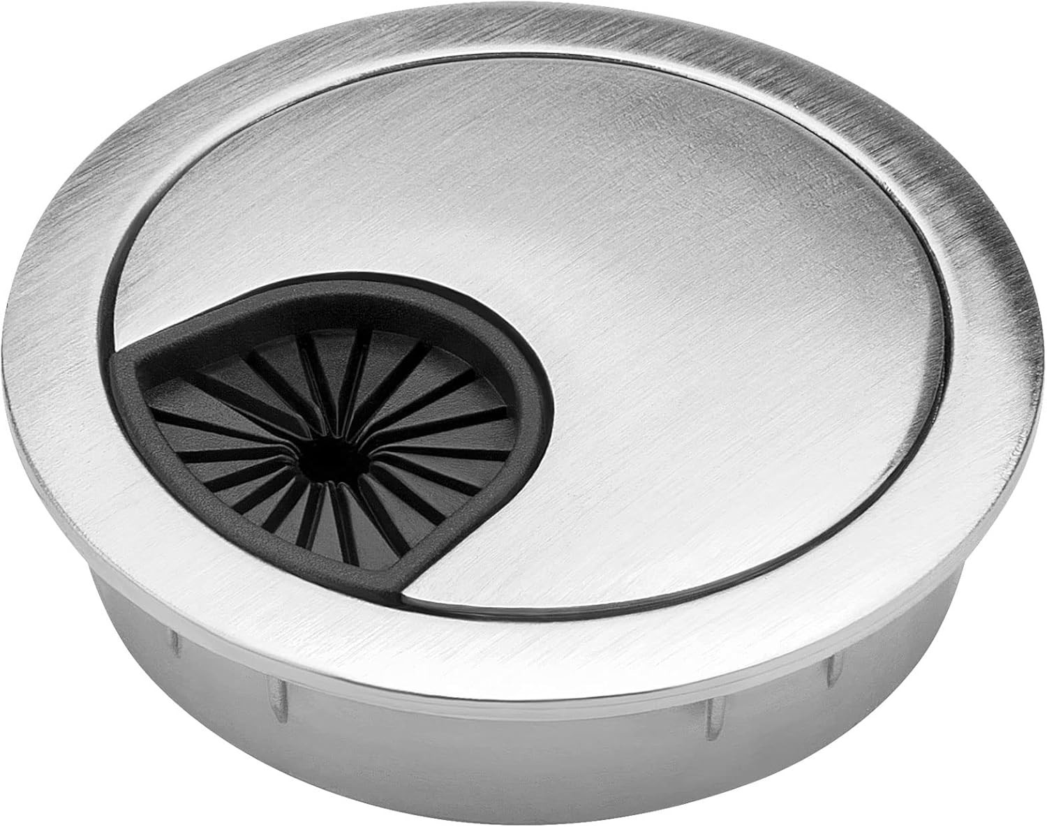 2 Pack 2 Inch Metal Desk Grommet for Wire Organizer, Brushed Silver