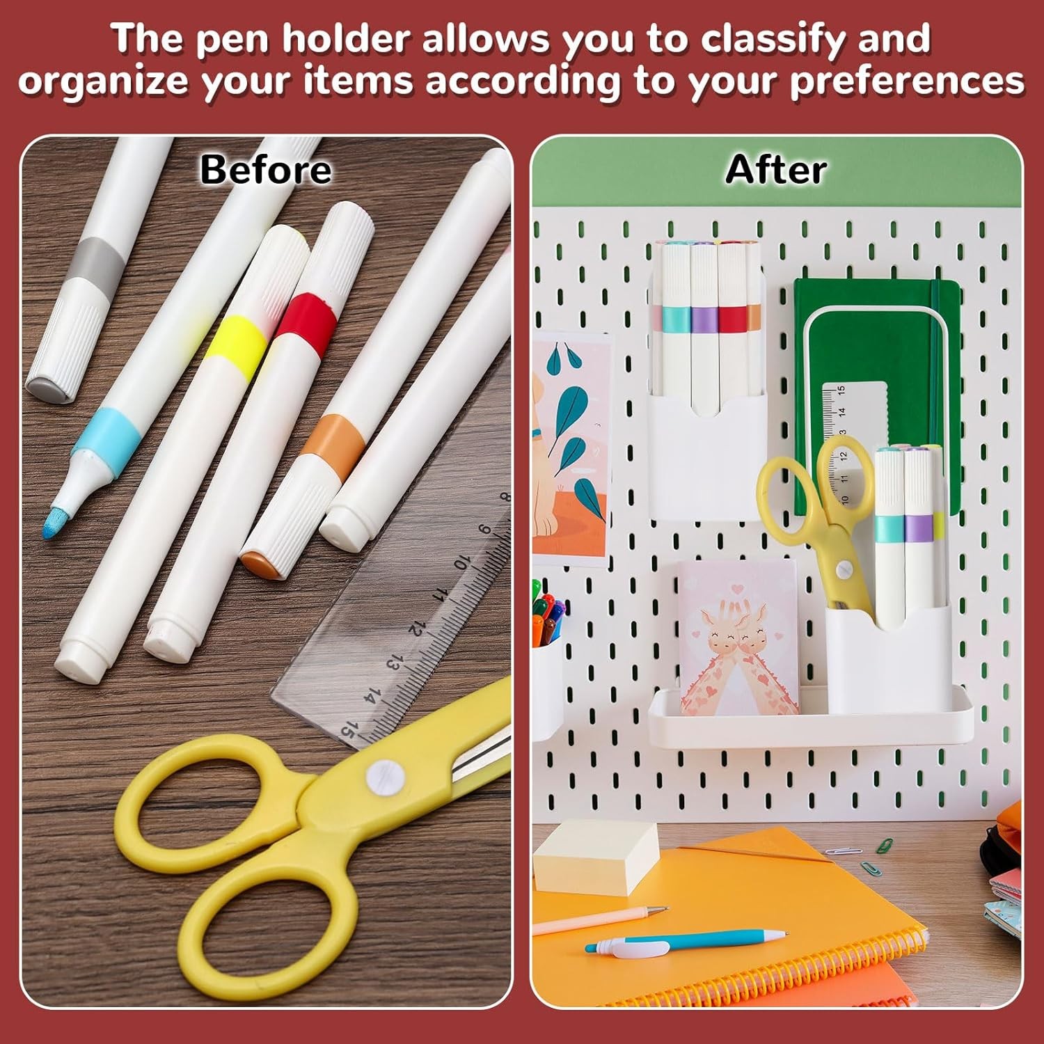 Magnetic Dry Erase Marker Holder for Office School Home Classroom Locker
