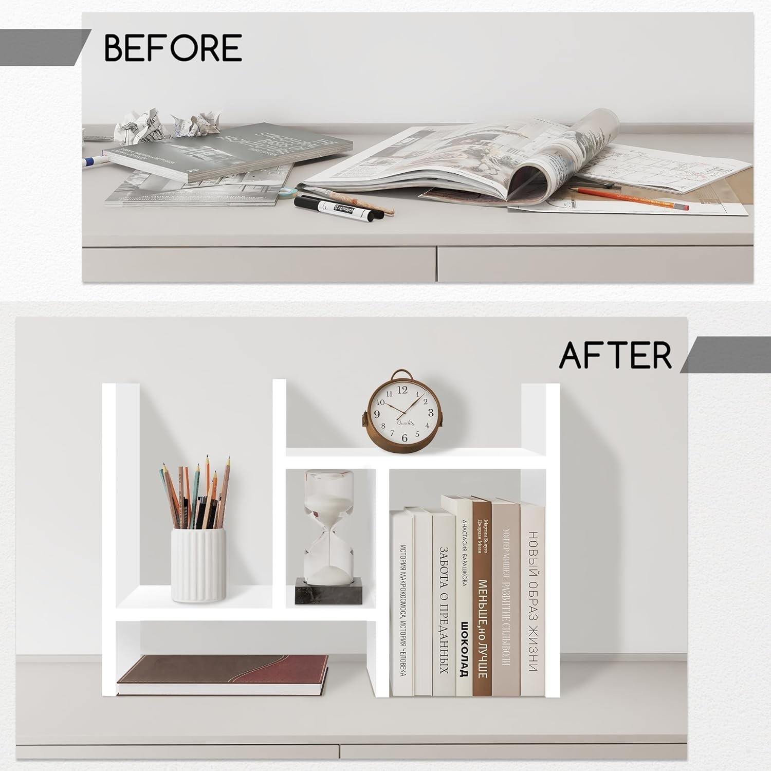 Stylish Art Deco Desktop Organizer – Lightweight & Adjustable Storage Solution