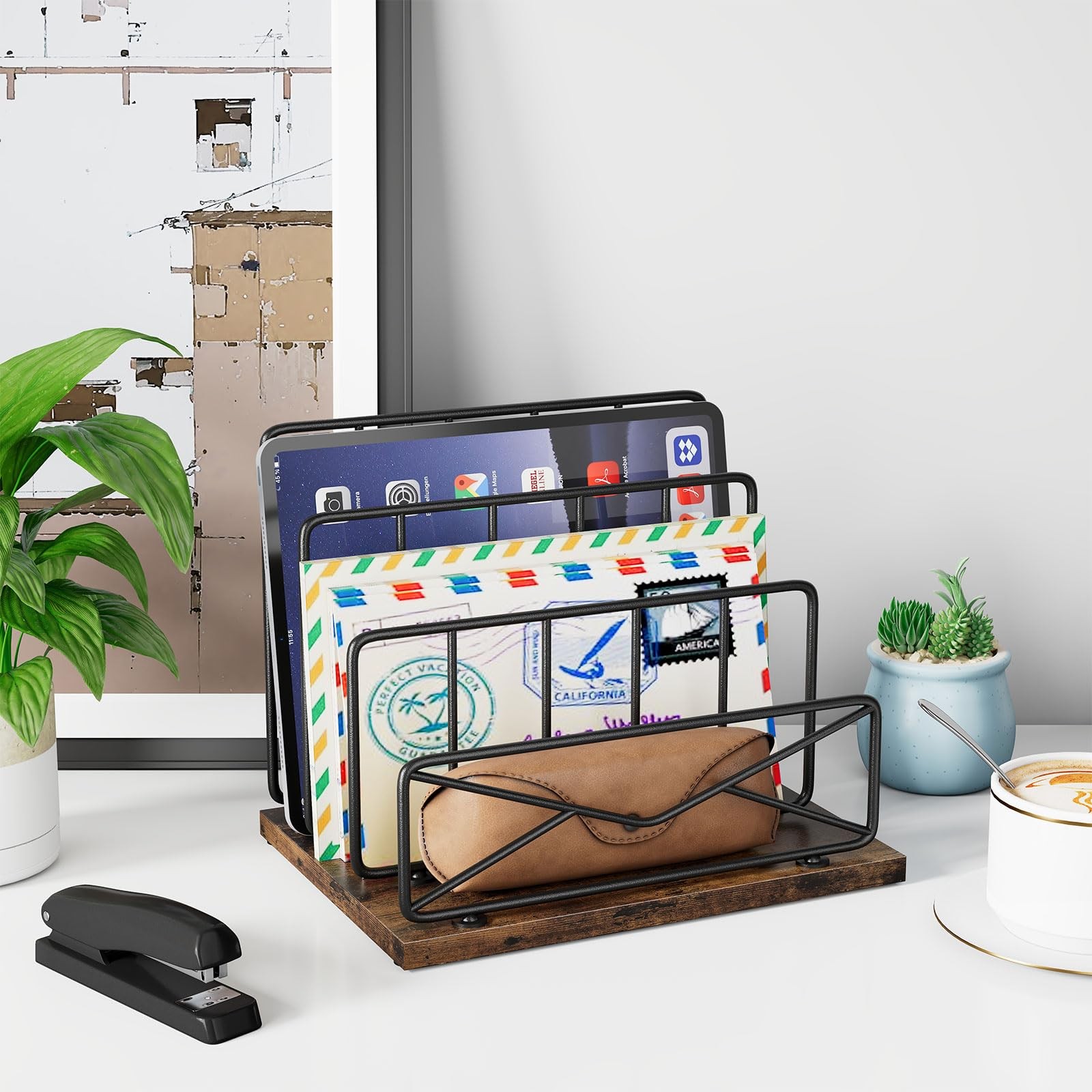 Desktop Sorters Desk Organizer-with 2 or 3 Slot Matte Black Metal Desktop Sor…