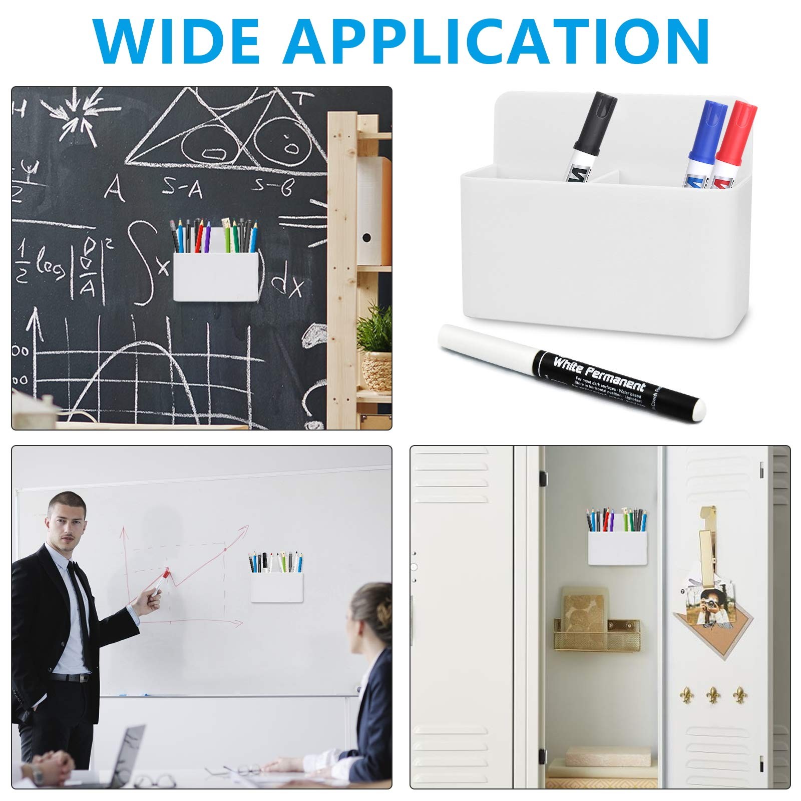 White Magnetic Pencil Cup, White Locker Organizer, Pencil Storage Cup with St…