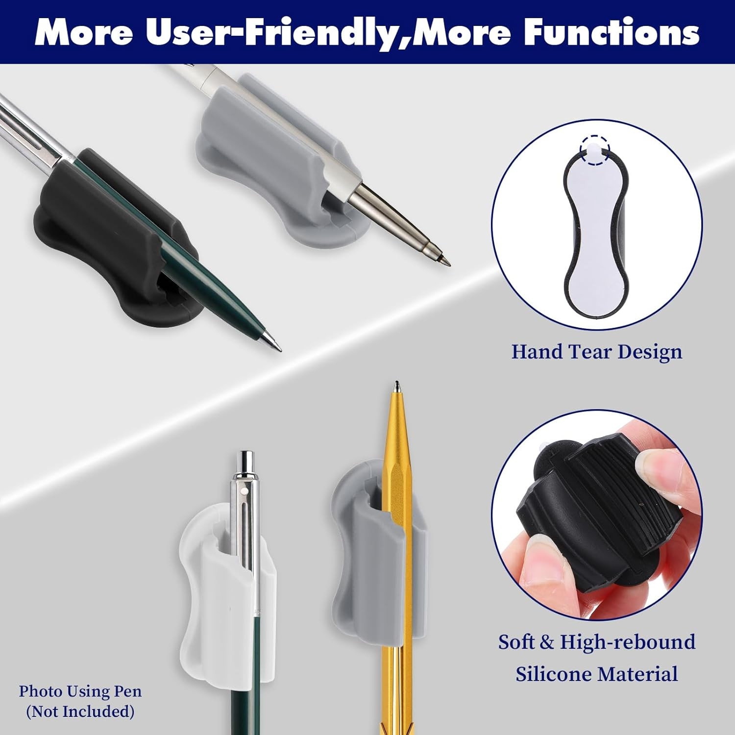 6 Pcs Pen Holder for Wall, Adhesive Sticky Silicone Pencil Holder for Upgraded D