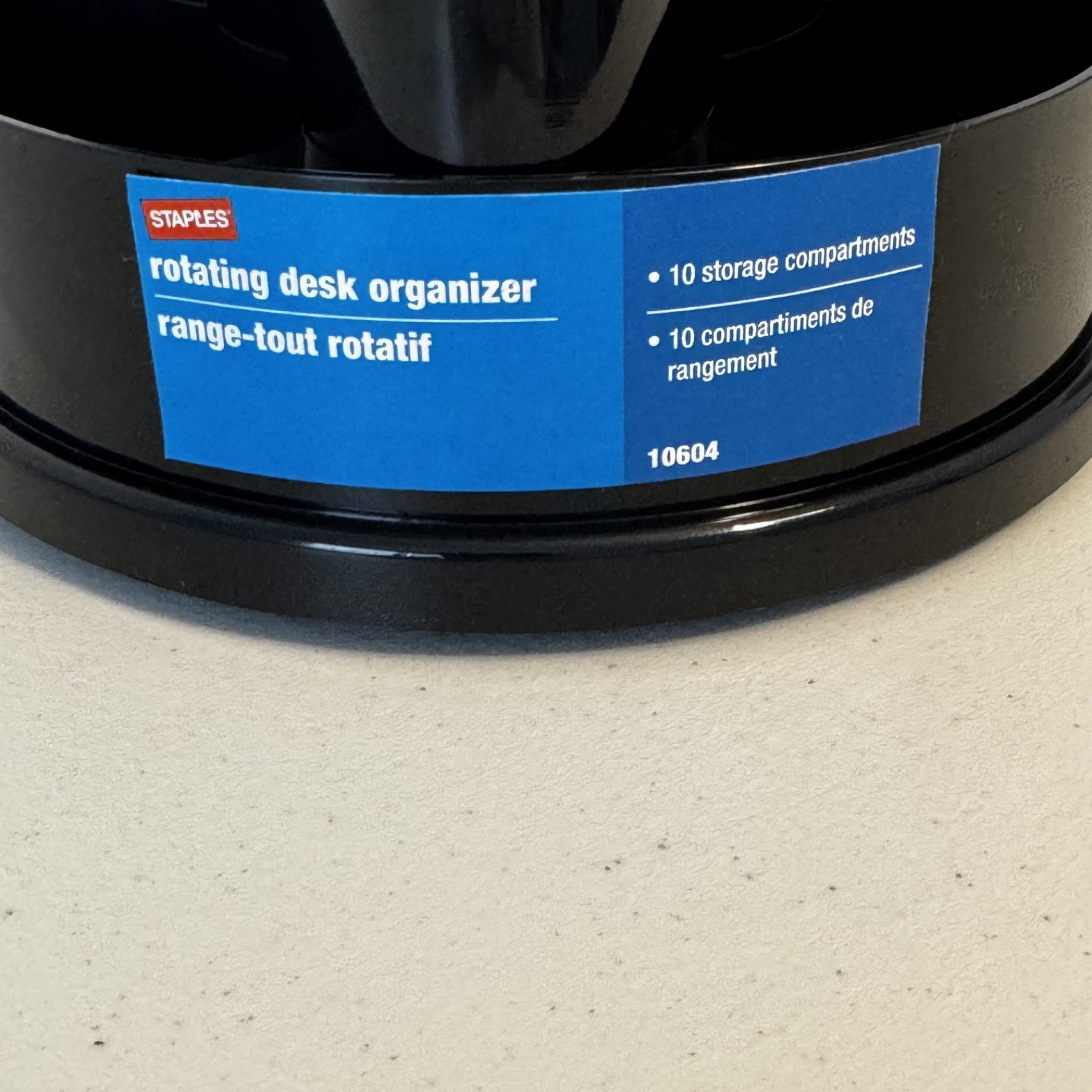 Used, Staples Brand 10 Compartment Rotating Desk Organizer Black