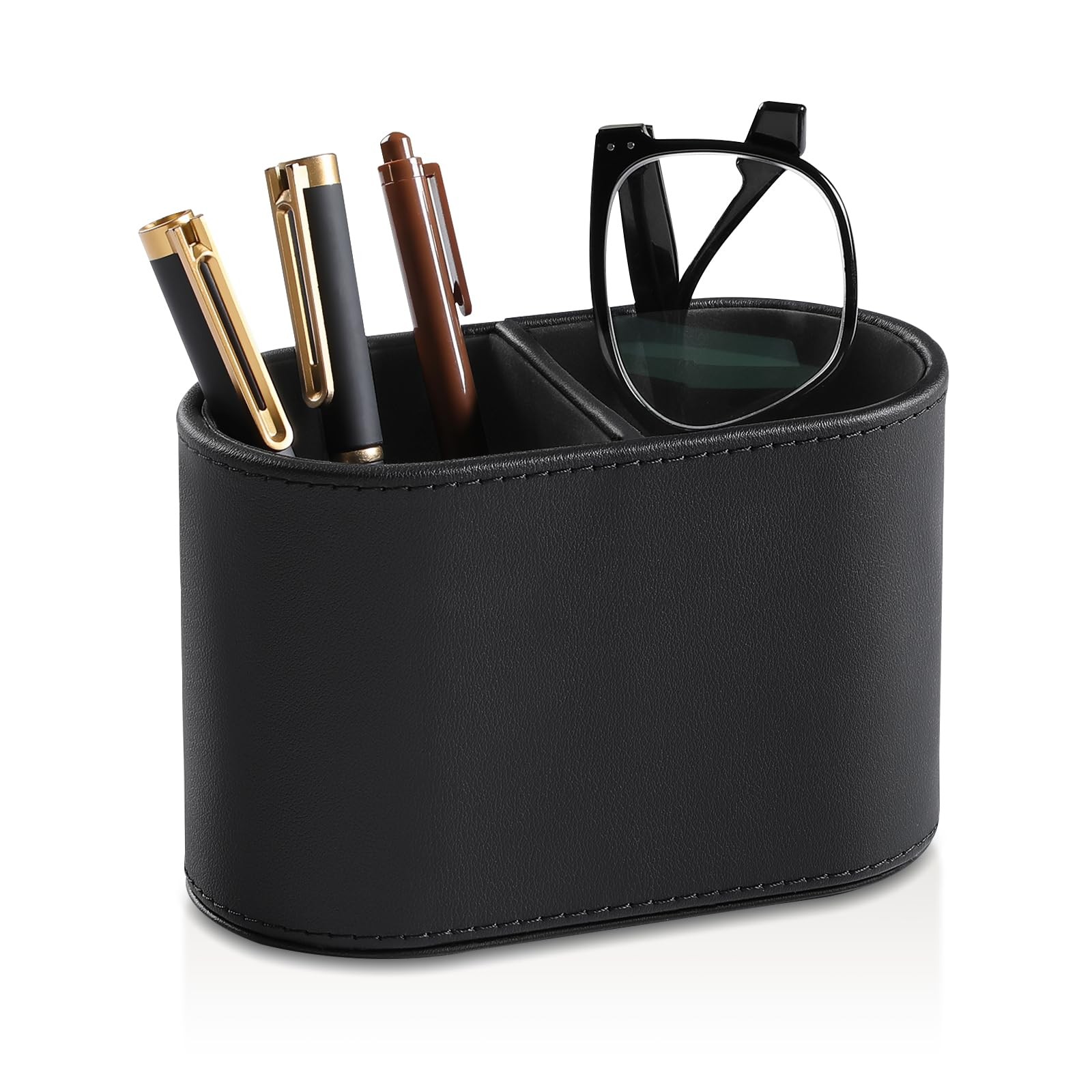 PU Leather Pen Holder for Desk, Small Remote Control Holder Pencil Cup Multif…