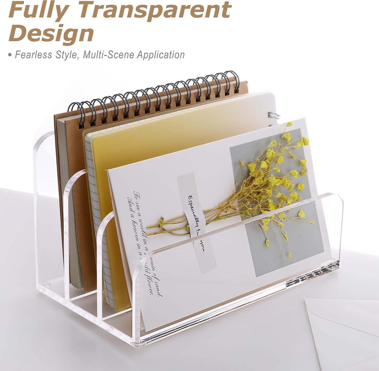 Elegant Acrylic Mail Sorter with 3 Laddered Compartments for Organized Desktops