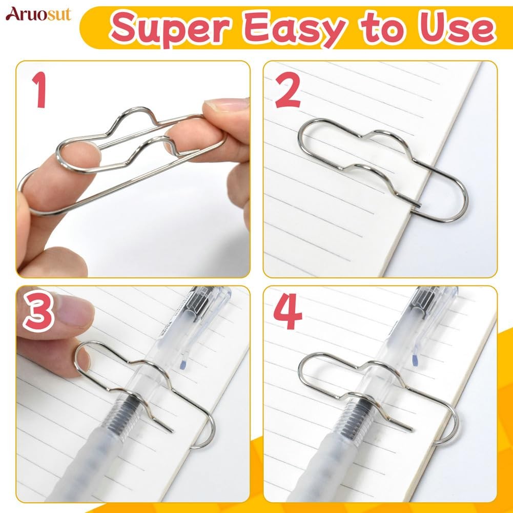 24 Pack Pen Clips, Metal Paperclip Pen Holder Clip Pencil Clip for Notebooks,…