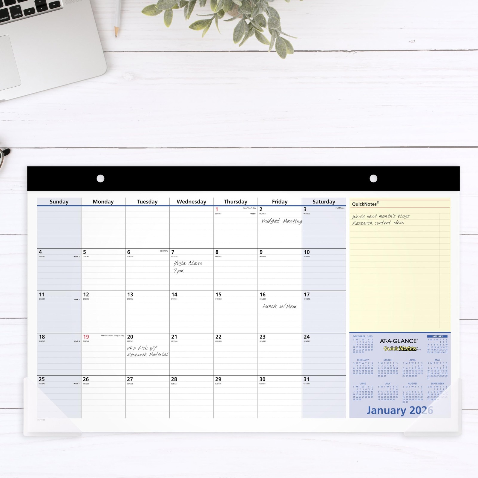 AT-A-GLANCE 2026 Desk Calendar, Monthly Pad, 18″ x 18″w X 11″h, White