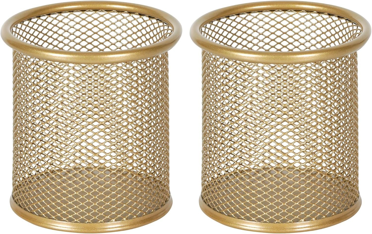 Durable Round Pencil Holders – Rust Resistant, Slip Resistant Gold Cup Set