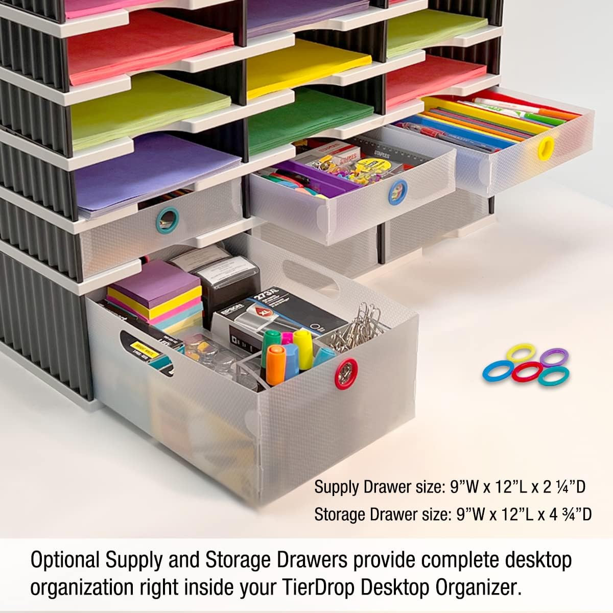 Desktop Organizer 12 Letter Tray Sorter plus Riser Storage Base for Easy Access
