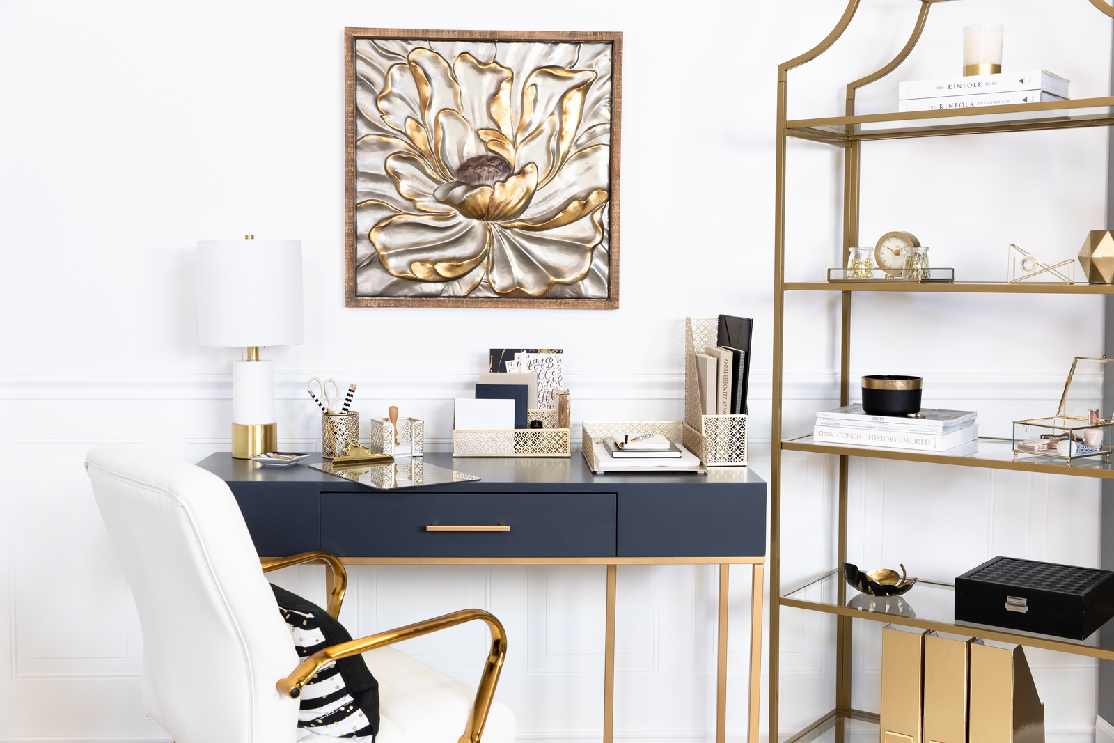 Blu Monaco Gold 5 Piece Cute Desk Organizer Set – Cute Office Desk Accessories