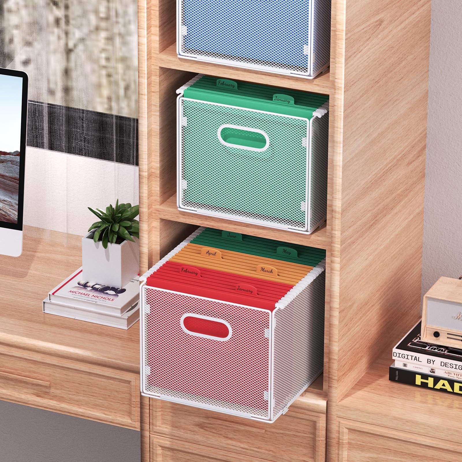 Samstar Hanging File Organizer, Mesh Folder 1 Pack White, White