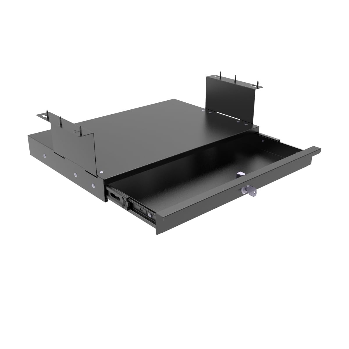 Under Desk Lockable Sliding Out Drawer Cable Management 17×12 Inch Wide