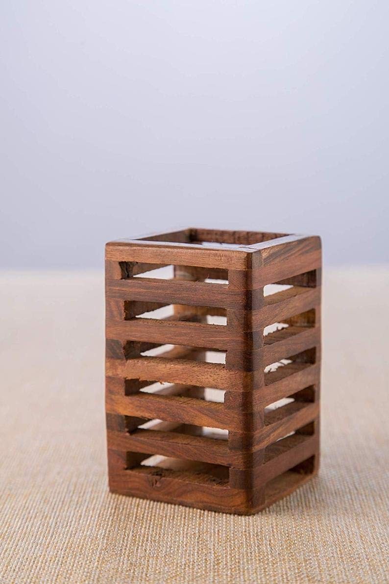 Handmade Wooden Pen Stand Desk Pen Holder Solid Wood Desk Pen Organizer, Wooden