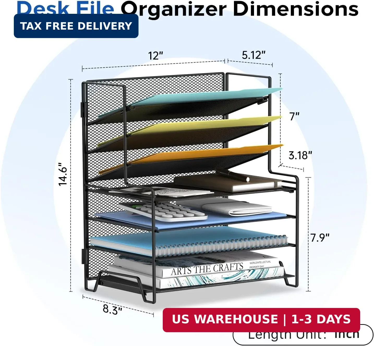 SUPEASY 7 Tier Desk File Organizer, Mesh Letter Tray Paper Organizer with File H