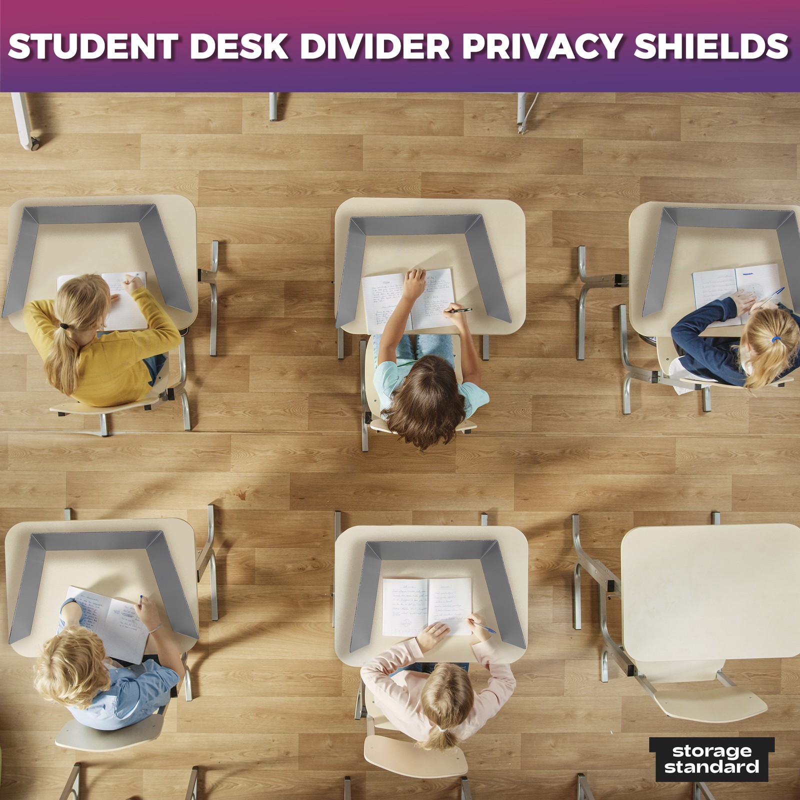 22-Pack Desk Dividers for Students – Waterproof & Durable Plastic Divider, Grey