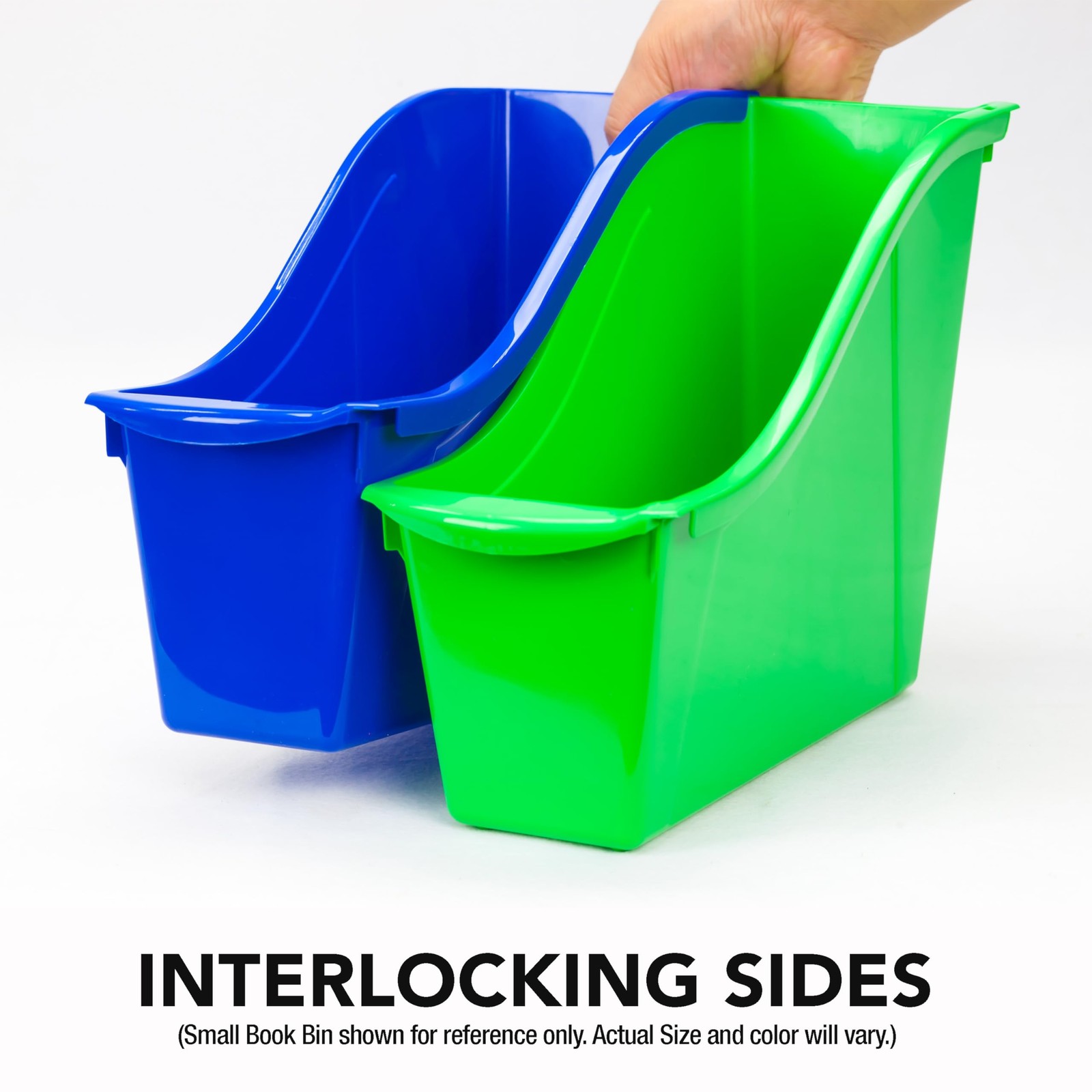 Large Book Bin, Interlocking Plastic Organizer for Home, Office and Classroom…