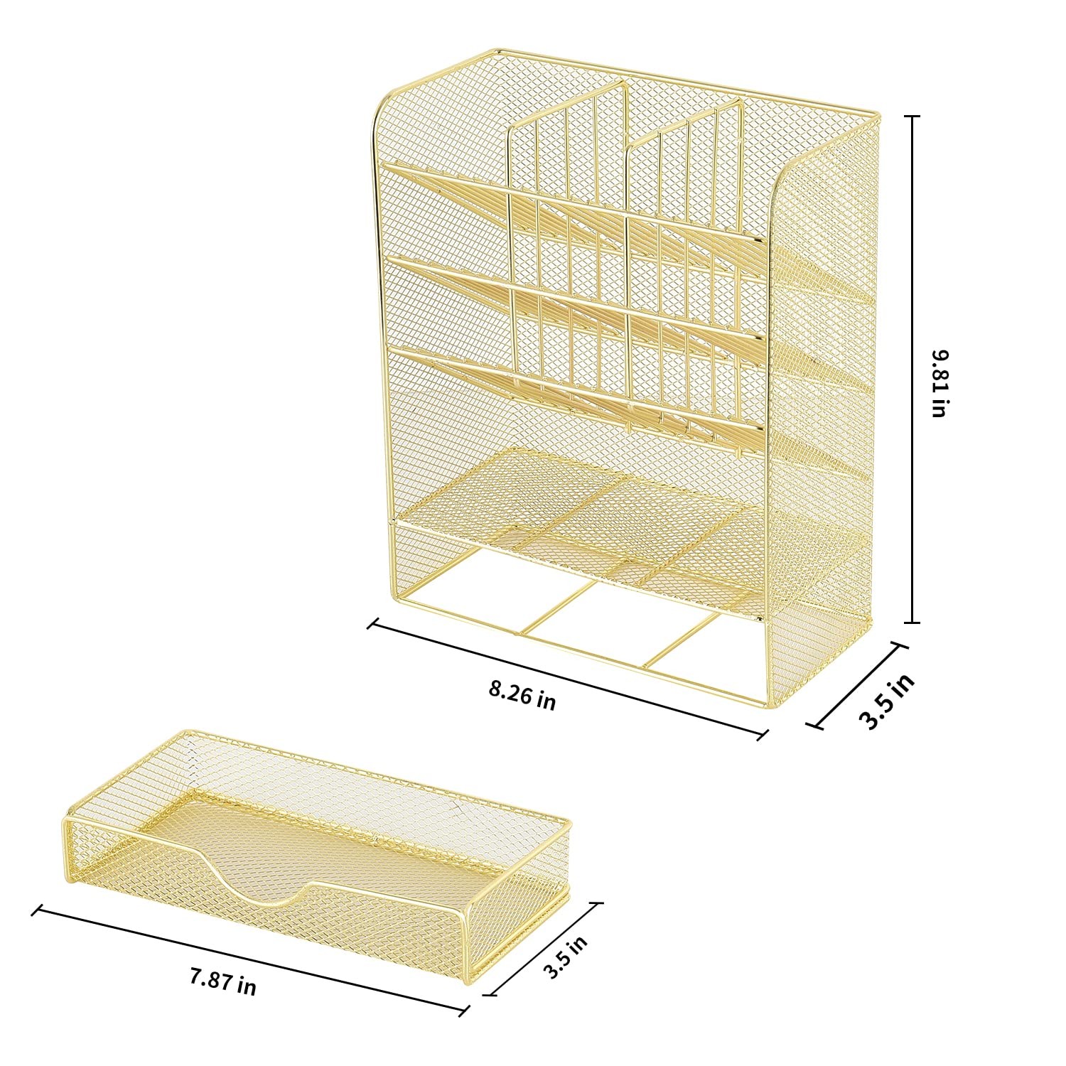 Spacrea Mesh Pen Organizer – Pencil Holder for Desk, Desk with Gold