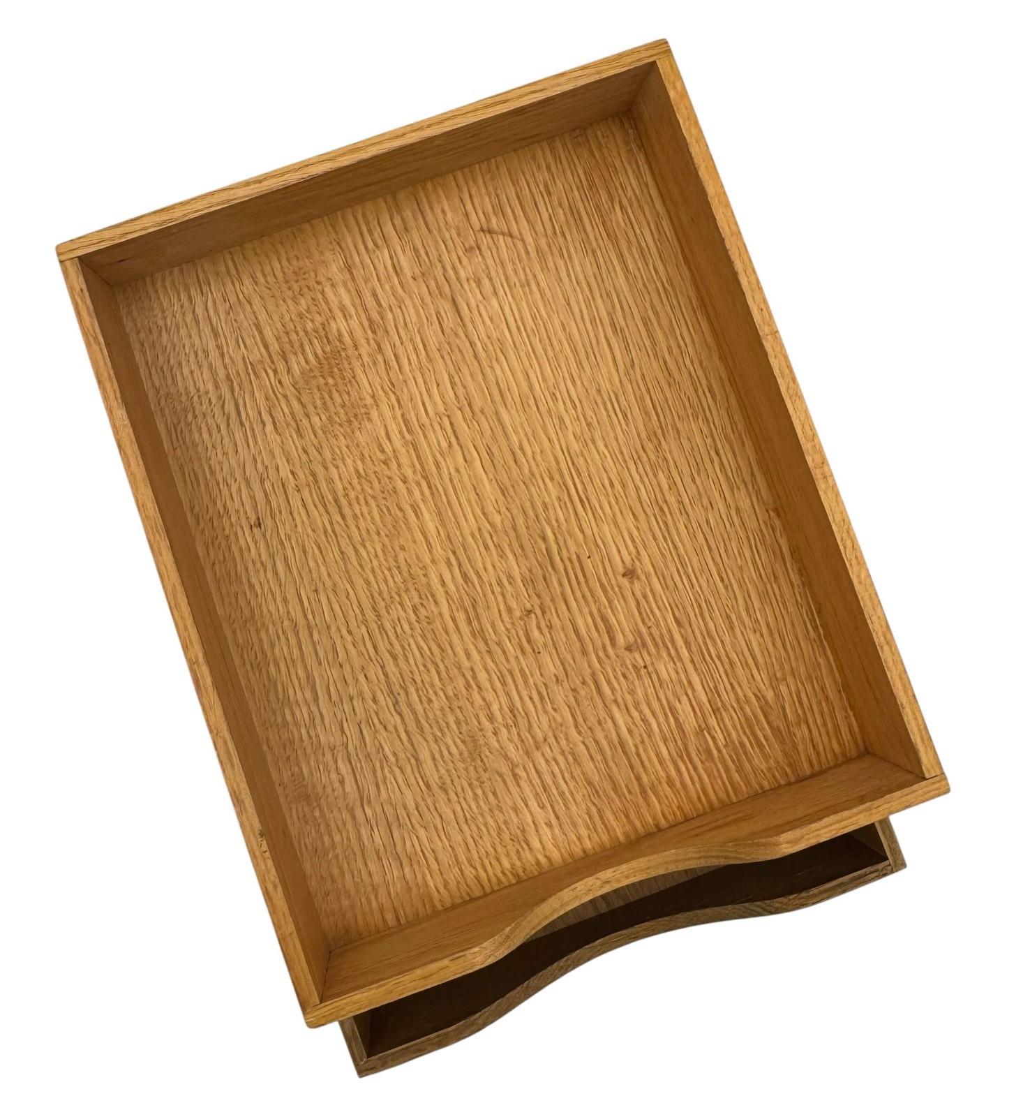 Vintage Wood Letter Trays Set of 2 Oak Dovetail Two Sizes Desk Paper Office Box